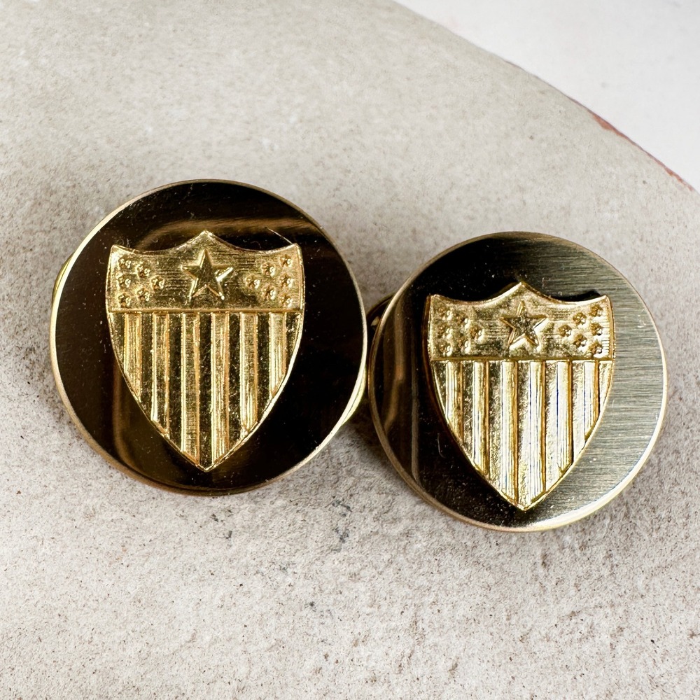 Vintage Lot 2 Adjutant General's Corps Lapel Pins Shiny Gold Ballou Backs